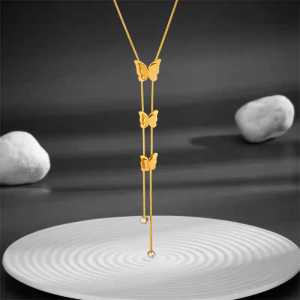 [ Bayar Ditempat ] Kalung Kupu Kupu Gold Juntai Wanita Anti Karat Luntur Selamanya