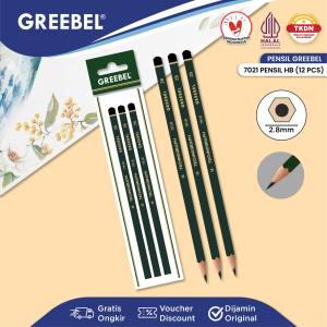 GREEBEL Pensil Grafit 7021 HB TRIANGULAR tdk beracun utk ujian sekolah/Pencil Kayu/ Graphite