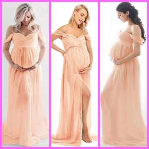 apollo Maternity Pregnant Long Dress Gown Photography Photoshoot for Pregnant Women with Inner Skirt - XS to Large  - made of soft fabric - xs to large - long dress - made of chiffon and lace fabric - for parties and photoshoot