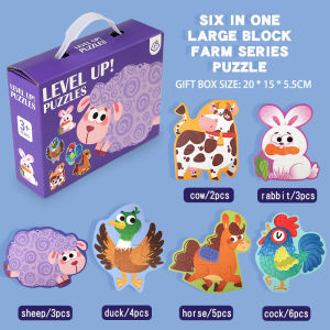 W21Wooden Jigsaw Puzzles for Toddlers Cartoon Animal Paper Puzzles Montessori Early Learning Education Toys Set Gifts Box for Kids