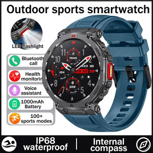 2026 New Military Grade Mens Smart Watch IP68 Waterproof 1000mAh Battery Compass LED Flashlight 100+ Sports Smart Watch