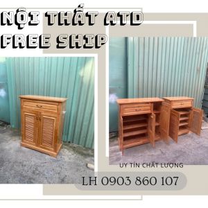 Tủ đựng giày dép đẹp sang trọng gỗ thông tự nhiên giá rẻ xưởng ATD
