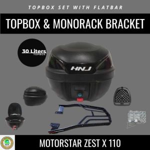 Set HNJ Top Box 30 Liters (012) With Flat Bar MB Monorack Bracket Motorstar Zest X 110