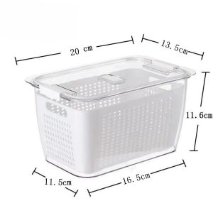 【Danko】กล่องเก็บของในตู้เย็น กล่องถนอมอาหาร พร้อมตะกร้า ระบายน้ำ 2 ชั้น สำหรับกล่องถนอมอาหาร ผัก ผลไม้