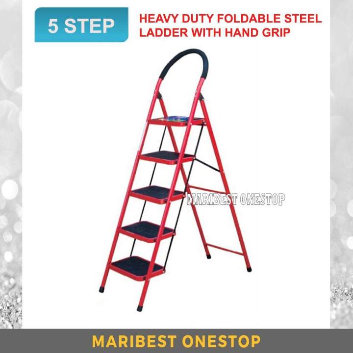 Heavy Duty Ladder Tangga Lipat 5 Steps With Hand Grip Thick Steel
