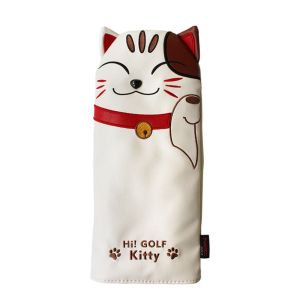 SEKINEW cho Driver Fairway Thẻ đánh số Kitty dễ thương Nắp đầu bằng gỗ lai Da PU Vỏ từ tính Mũ trùm đầu CLB chơi gôn Gậy Golf Putter Cover Blade Mallet Putter Lucky Cat