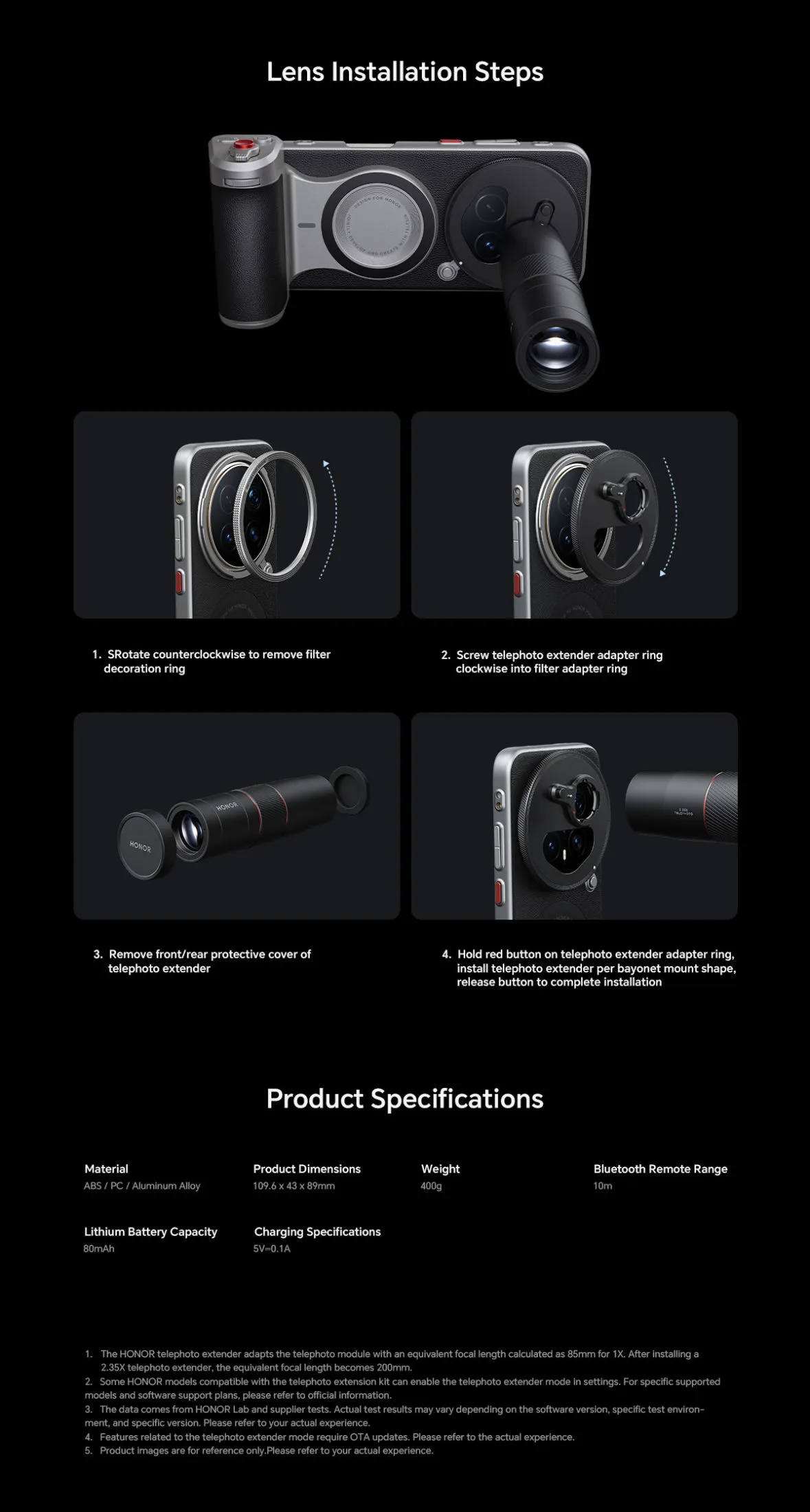 HONOR Magic 8 Pro Professional Imaging Kit | 2.35x Telephoto Extender | 200mm Ultra Night Telephoto | Pro Magnetic Grip (Official) 28 HONOR Magic 8 Pro Professional Imaging Kit | 2.35x Telephoto Extender | 200mm Ultra Night Telephoto | Pro Magnetic Grip (Official) 5