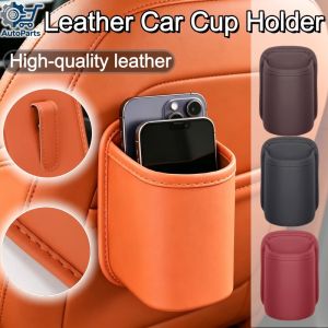 Leather Car Cup Holder Drink Storage Organizer Vehicle Beverage Holder Box Interior Cup Storage Tray