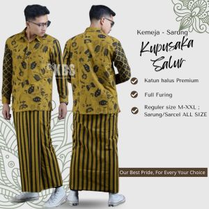 Setelan Koko + Sarung Batik Lengan Panjang Fashion Muslim Pria Terbaru Bahan Katun Premium KPKWG