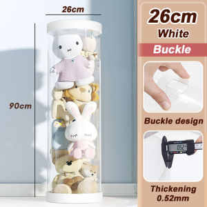 HALOO Doll Storage Organizer Transparent Tube with Cover for Plush Toys PVC Dustproof Toy Box Container Kids Room