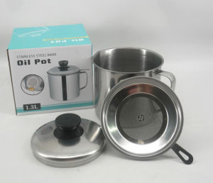 Oil Pot / Wadah Saringan Minyak Stainless Steel 1.3L / 1.3 Liter / Tempat Saringan Minyak Goreng / Tempat Penyaringan Minyak Aesthetic Kitchenware