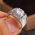 JWEGHL Man Plated - Sier Shiny Round Crystal Cubic Zircon Rings Business Finger Jewelry Unisex Wedding Band Ring. 