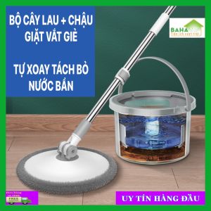 BỘ CÂY LAU SÀN CHẬU GIẶT VẮT GIẺ CÓ TÁCH BỎ NƯỚC BẨN BAHAMAR thuận tiện lau và giặt giẻ
