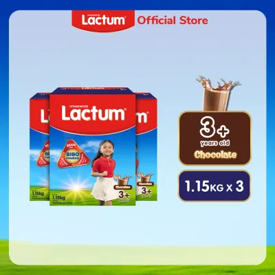 Lactum 3+ Chocolate Powdered Milk Supplement Drink for Children 3+ Years Old 3.45kg (1.15kg x 3)