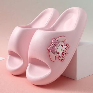 CHCA น้ำหนักเบามาก รองเท้าแตะ EVA ลายการ์ตูน ป้องกันการลื่น เมโลดี้ รองเท้าแตะสไลด์ในร่ม นุ่มนุ่มๆ รองเท้าสวมใส่ด้านนอก แพลตฟอร์ม flip flops ฤดูร้อนฤดูร้อนฤดูร้อน