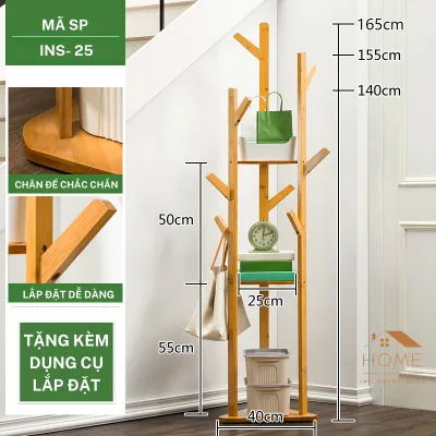 Kệ Cây Treo Quần Áo Nhập Khẩu Cao Cấp INS 25 Giá Treo Gỗ Tự Nhiên Chống Ẩm Nước Dễ Dàng Lau Chùi Vệ Sinh