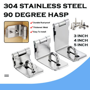 3/4/5Inch Stainless Steel 90 Degree Padlock Hasp Door Shed Latch Lock Safety Padlock & Free Screw
