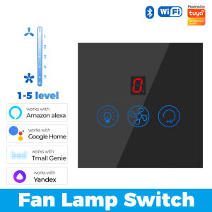 SMATRUL Tuya Smart WiFi Fan Light Switch APP Remote Control Smartlife Ceiling Lamp Wall Glass Touch Panel EU Electrical Timing Voice Control for Alexa Google Home
