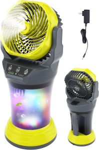 High-Performance Portable Misting Fan with 30000mAh Rechargeable Battery 2L Tank 4 Spray Settings 4 Speeds and RGB Lighting for Camping Outdoor and Home Use