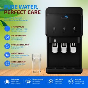 SAEMMUL SM-8-HNC Hot & Warm & Cold Water Dispenser - 4 pcs Jakim HALAL Filter - Compressor cooling - Table Top