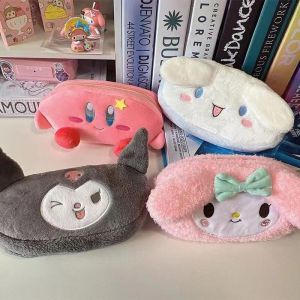 Sanrio Hello Kitty Plush Pencil Case Cartoon Mymelody Hello Kitty Cinnamoroll Anime Figures Kawaii Stationery Storage Bags