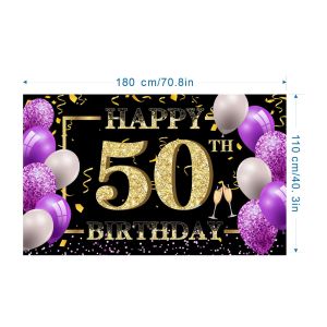 Ready stock sa local warehousePopular Black and Gold Birthday Party Backdrop banner Supports custom design of party backdrop fabric