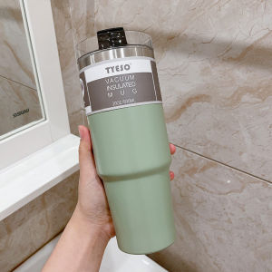🔥 [Ready Stock]🔥 Portable Ice Fighter Cup High Capacity Water Cup 304 Stainless Steel Insulation Cup South Korean Macaron Mug Straw Insulation Cup 冰霸杯