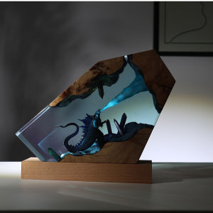 Creative Christmas Micro Landscape Resin Night Light Decorative Ornament Gift for Holiday Home Decor 19x15x4cm