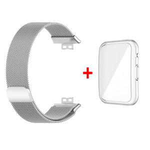 Case + Milanese Loop Strap For Huawei Watch Fit new Case Protector Wrist Strap Stainless Steel Band For Huawei Watch FIT New Metal Strap