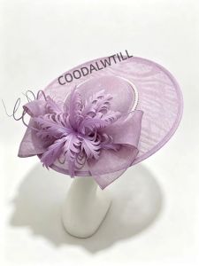 Purple Race Royal Fascinator Hat for Women Large Wedding Headpiece Church Wedding Millinery Cap Bride Cocktail Hat Party Tea