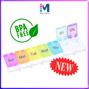 Weekly Pill Organizer 7 individual slot/BPA Free/Box Case with Spring Open Design/Large Compartment/Daily Medicines/Color Libs/Suitable for Travel/Kotak Simpanan Pil/药丸收纳盒