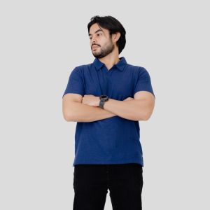 Kaos Pria Hey Man Polo Knit Waffle Tanpa Kancing