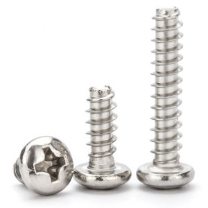 304 Stainless Steel Cross Recess Phillips Pan Round Head Flat Tail Self Tapping Screw M4 M5 M6