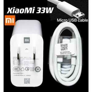 MGALL Original XiaoMi 33W 4.0 Super Fast Quick Wall Charge Travel Charger with Type C Micro USB Data Cable