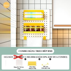 Pegboard kim loại sơn cao cấp không rỉ Dola Home dán trên nền gỗ gạch đá để muỗng thớt bát đĩa giá úp nồi dụng cụ bếp