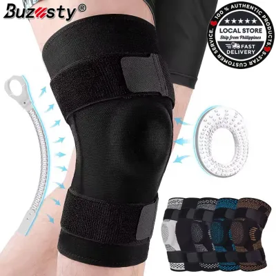 Buzesty Knee Braces with Side Stabilizers & Patella Pad for Knee Pain Women and Men Knee Compression Sleeve with Strap for Arthritis ACL Meniscus Tear Joint Pain Relief Knee Support for Working Running Weightlifting
