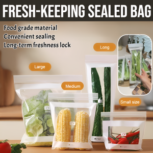 Long Thick Double Rib Fresh-Keeping Sealed Bag Transparent Food Packaging Bag Thickened Self-Sealing Plastic Bag Convenient Practical