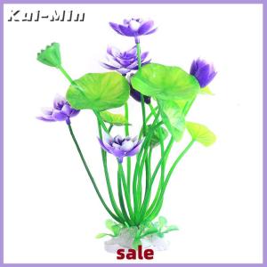 Kui-Min Aquarium Artificial Lotus Plants Decoration Fish Tank Landscaping Water Grass Ornaments Aquatic Simulated Flower Plant Supplies
