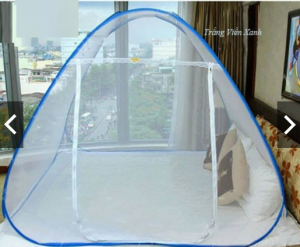 [XẢ KHO 3 NGÀY] Màn Chụp Tự Bung Trắng Viền Xanh Cao Cấp 1m8 x 2m Màn Chụp Tự Bung Chống Muỗi Màn Chụp Tự Bung