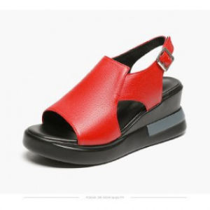 [Free Shipping] Polyurethane Wedge Sandals For Women 2026 Summer Collection High-Heeled Peep-Toe Shoes Available In Large Sizes 41 And 42 Thick-Soled Korean Style Trendy