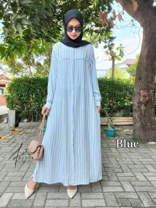 Gamis Wanita Rayon Motif Syahila Salur Elegan Busui