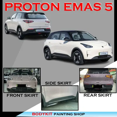 PROTON E.MAS 5 EMAS 5 SPORT STYLE FULLSET SKIRTING (FRONT SKIRT SIDE SKIRT REAR SKIRT)-MATERAIL ABS BODYKIT