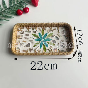 Vietnamese rattan woven shell tray small rectangular shell tray snack and fruit tray storage basket fruit basket storage basket