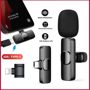 Wireless Lavalier Microphone Clip On Mini Mic Noise Reduction Handsfree Vlog Podcast Online Class Recording