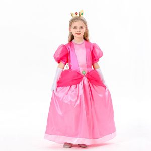 Váy công chúa màu đào Halloween Váy màu đào Váy trẻ em nữ peach Bữa tiệc khiêu vũ hợp tác của Biqi