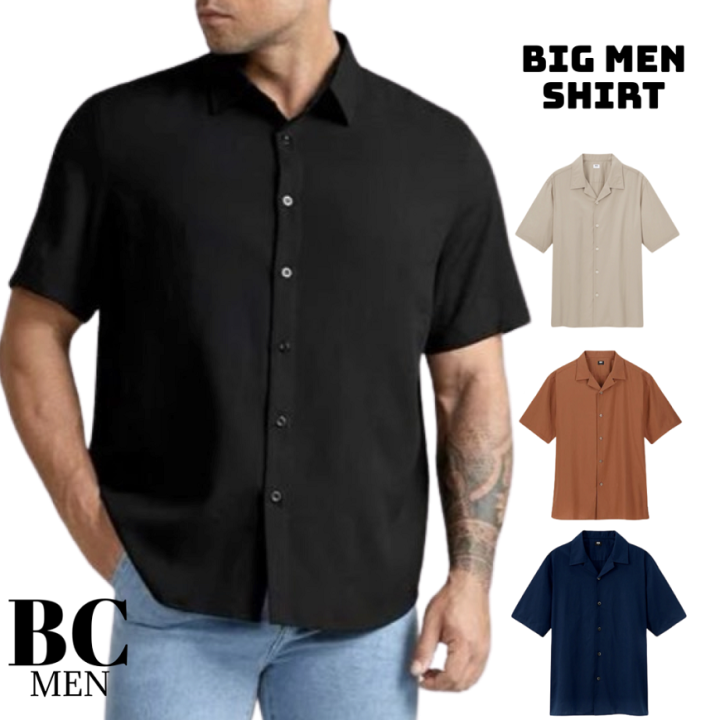 Trending Oversized Big Men Korean Short Sleeves Shirt Full Button Polo Collar for Men Casual Polo 6 Colors Lazada PH