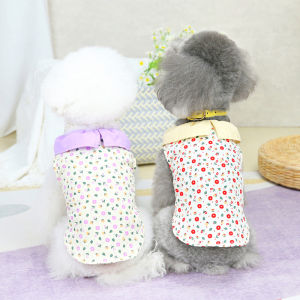 DY Loving Korean Dog Shirt Simon Cat Dress Lapel Floral Cardigan Thin Ladylike Gentle Poodle Tee Summer Fresh Pet Clothes