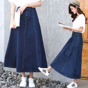Rok denim tebal // rok jeans 7/8 kekinian // rok jumbo terbaru