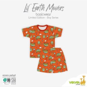VELVET JUNIOR - SETELAN PANJANG EARTH MOVERS - SETELAN PENDEK VELVET JUNIOR - SETELAN PENDEK PANJANG - BAJU BAYI - PIYAMA ANAK