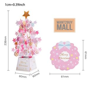UMI 3D Creative Christmas Blue Castle Tree Birthday Greeting Gift Card Handmade Kirigami Party Card Paper With Envelope